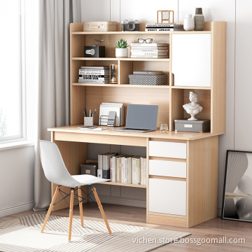 Simple home computer desk with bookshelf
